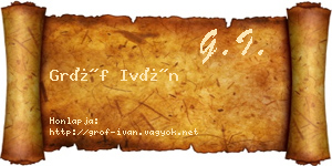 Gróf Iván névjegykártya