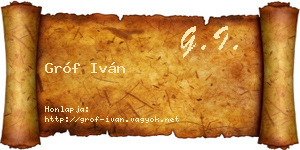 Gróf Iván névjegykártya